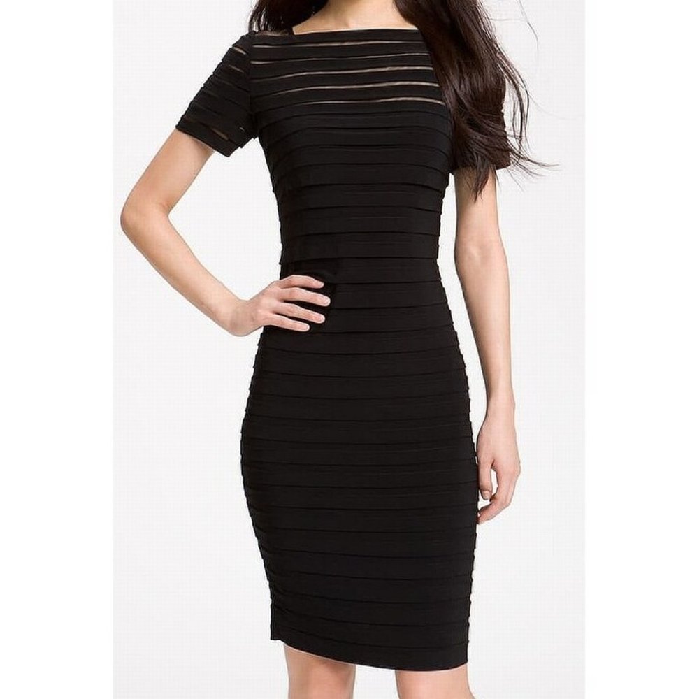 [Adrianna Papell] Black Illusion Bodycon Dress